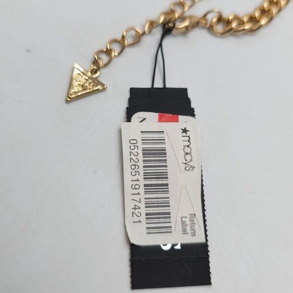 Guess Gold-Tone Fringe Statement Necklace With Black & Clear Rhinestones - Picture 5 of 8